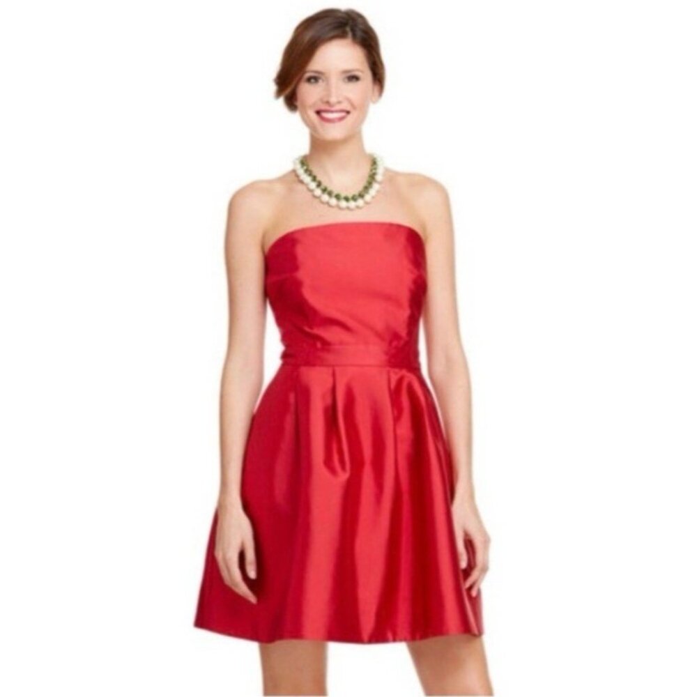 Vineyard Vines Strapless Dress 10 Red Silk Cotton Party Wedding Cruise